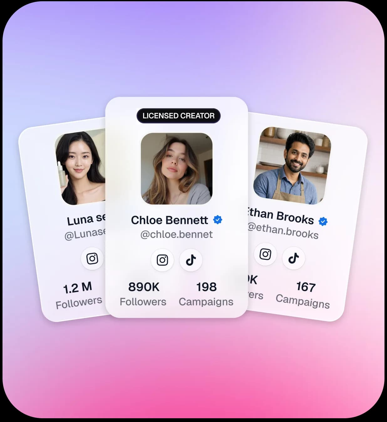 Picking from a roster of licensed creator avatars