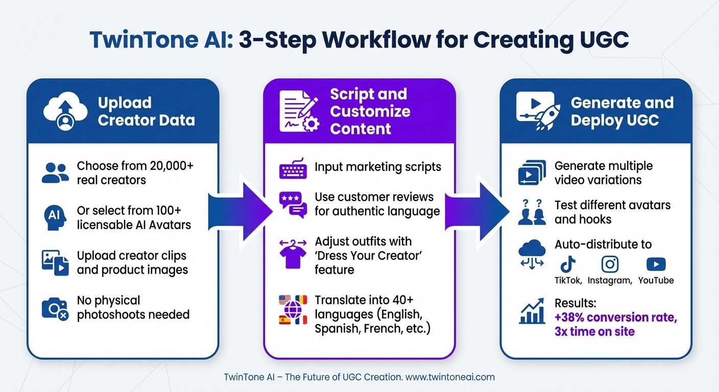3-Step Process for Creating UGC with TwinTone AI Twins