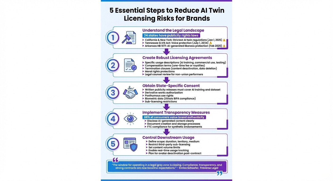 5 Essential Steps to Reduce AI Twin Licensing Risks for Brands