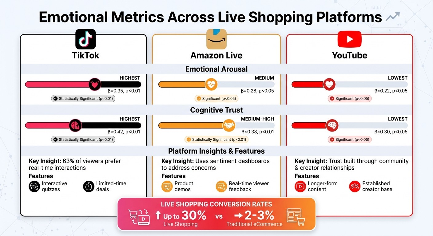 Platform Comparison: Emotional Metrics in Live Shopping (TikTok, Amazon Live, YouTube)