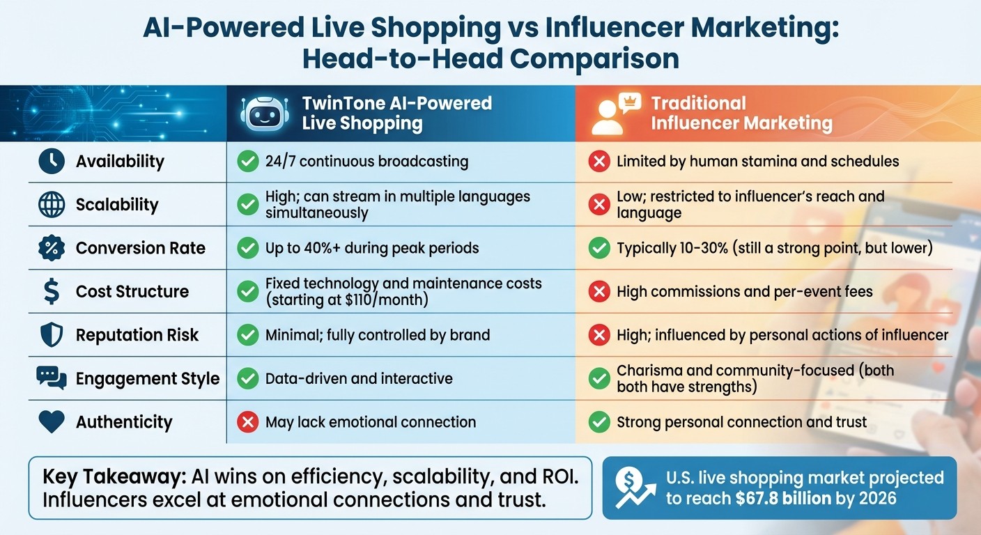 AI-Powered Live Shopping vs Influencer Marketing: Performance Comparison
