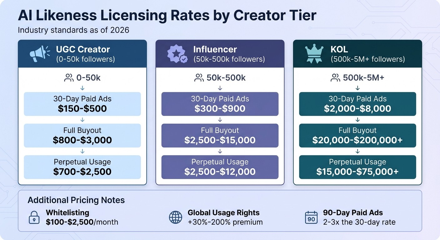 AI Likeness Licensing Rates by Creator Tier 2026