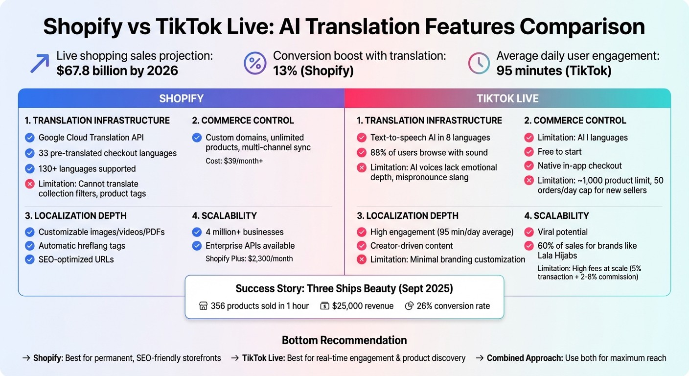 Shopify vs TikTok Live: AI Translation Features Comparison for E-commerce